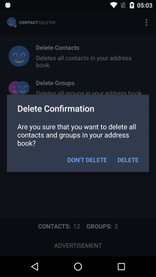 Screenshot of the application Deleting contacts - #2