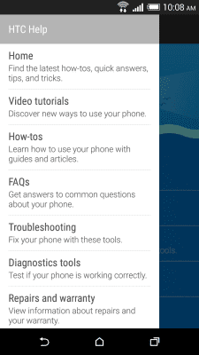 Screenshot of the application HTC Help - #2
