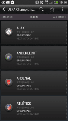 Screenshot of the application HTC FootballFeed - #3