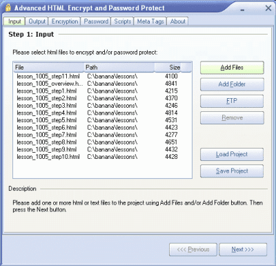 Screenshot of the application Advanced HTML Encrypt and Password Protect - #1