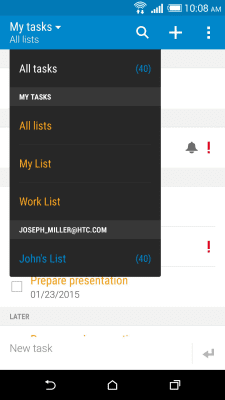 Screenshot of the application HTC 'Tasks' - #5