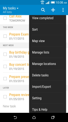 Screenshot of the application HTC 'Tasks' - #7