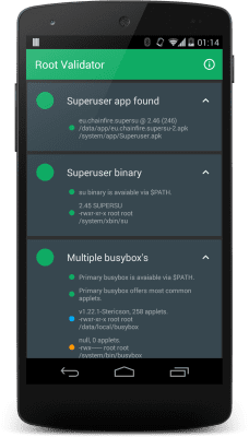 Screenshot of the application Root Validator - #3