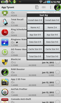 Screenshot of the application Quick App Manager - #3