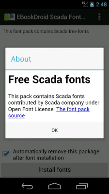 Screenshot of the application EBookDroid Scada FontPack - #2