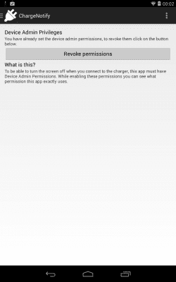Screenshot of the application ChargeNotify - Screen Behavior - #2