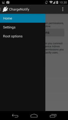 Screenshot of the application ChargeNotify - Screen Behavior - #7
