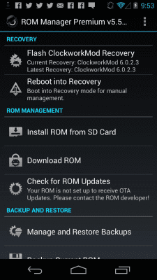 Screenshot of the application ROM Manager - #1