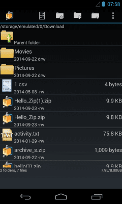 Screenshot of the application AndroZip File Manager - #2