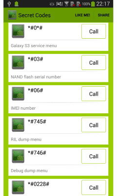 Screenshot of the application Secret Codes - MMI USSD - #1