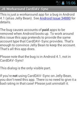 Screenshot of the application JB Workaround CardDAV-Sync - #1