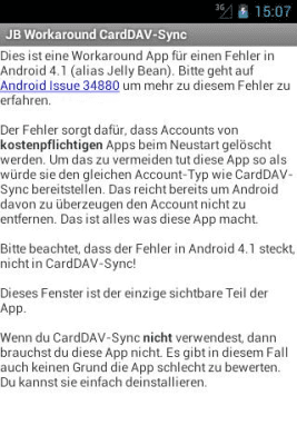 Screenshot of the application JB Workaround CardDAV-Sync - #2