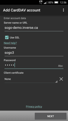 Screenshot of the application CardDAV-Sync free - #2