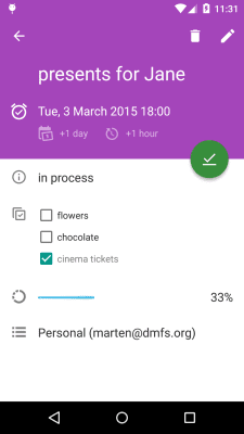 Screenshot of the application OpenTasks - #6