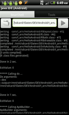 Screenshot of the application Old 1.x JavaIDEdroid - #1