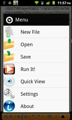 Screenshot of the application Android Web Editor Lite - #2