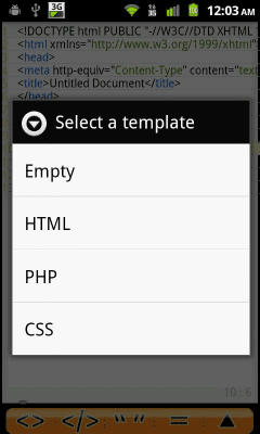 Screenshot of the application Android Web Editor Lite - #4