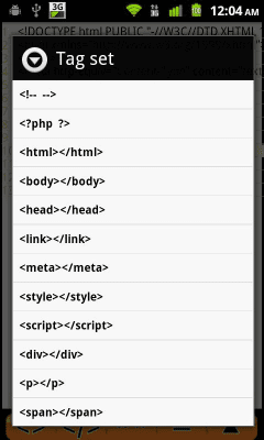 Screenshot of the application Android Web Editor Lite - #5