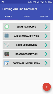 Screenshot of the application Piloting Arduino Controller - #1