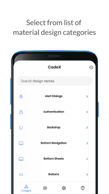 Screenshot of the application CodeX - Android Material UI Templates - #1