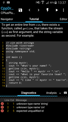 Screenshot of the application CppDroid - #8
