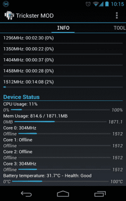 Screenshot of the application Trickster MOD Kernel Settings - #3