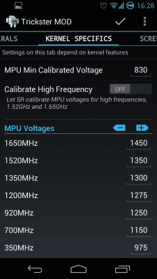 Screenshot of the application Trickster MOD Kernel Settings - #6