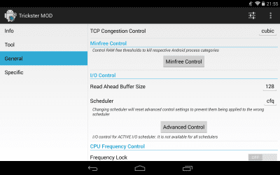 Screenshot of the application Trickster MOD Kernel Settings - #9