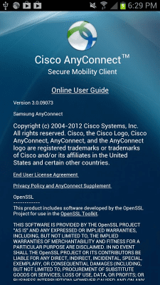 Screenshot of the application Samsung AnyConnect - #5