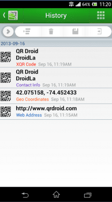Screenshot of the application QR Droid Private - #4
