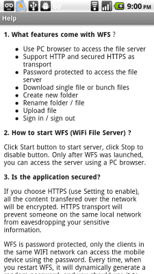 Screenshot of the application WiFi File Server - #2