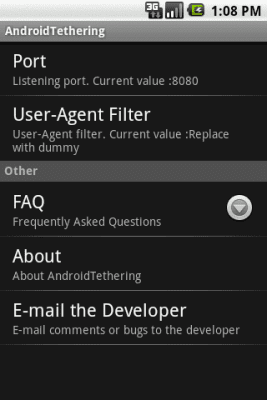 Screenshot of the application Tethering - #2
