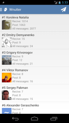 Screenshot of the application Wnutter - #5