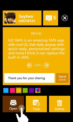 Screenshot of the application GO SMS PRO WP8 Popup ThemeEX - #2