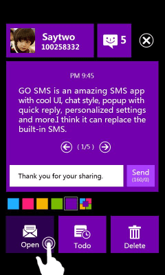Screenshot of the application GO SMS PRO WP8 Popup ThemeEX - #5