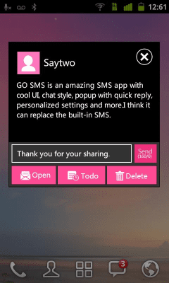 Screenshot of the application GO SMS Pro WP8 PinK ThemeEX - #2