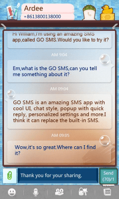 Screenshot of the application GO SMS Pro ShowerRoom ThemeEX - #1