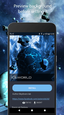 Screenshot of the application Asteroids 3D live wallpaper - #3