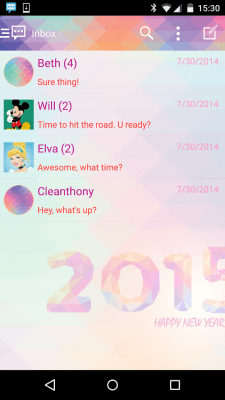 Screenshot of the application Handcent Skin (New year 2015) - #1