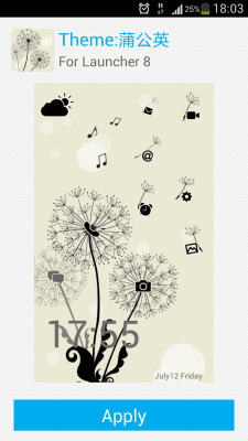 Screenshot of the application Launcher 8 theme:Dandelions - #1