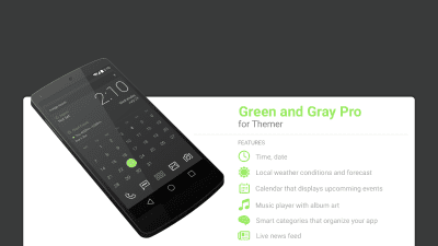 Screenshot of the application MYCOLORSCREEN Green and Gray Pro UI Theme - #1