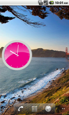 Screenshot of the application Pink Analog Clock - #1