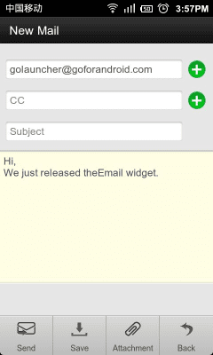Screenshot of the application GO Email Widget - #3