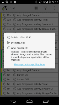 Screenshot of the application Trust - Event Logger - #3