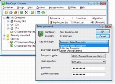 Screenshot of the application BestCrypt Container - #1