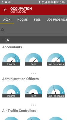Screenshot of the application Occupation Outlook - #5