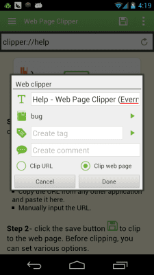 Screenshot of the application Web Page Clipper Trial - #2