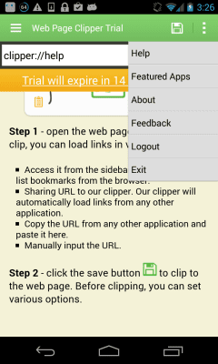 Screenshot of the application Web Page Clipper Trial - #4