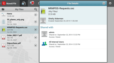 Screenshot of the application Micro Focus Filr - #7