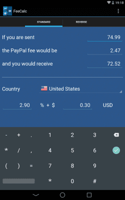 Screenshot of the application FeeCalc (for PayPal) - #6